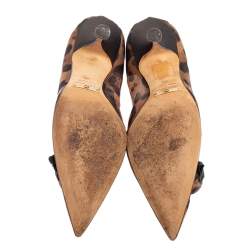 Pre Owned حذاء كعب عالي دولتشي أند غابانا مقدمة مدببة قماش مطبوع نقشة الفهد بني 