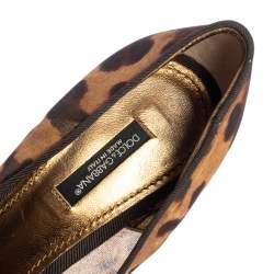 Pre Owned حذاء كعب عالي دولتشي أند غابانا مقدمة مدببة قماش مطبوع نقشة الفهد بني 