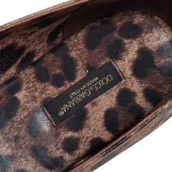 Pre Owned Dolce & Gabbana Brown Leopard Print Coated Canvas Ballet  Flats Size 39