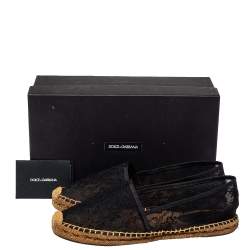 Pre Owned Dolce & Gabbana Black Lace Espadrille Flats Size 41