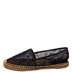 Pre Owned Dolce & Gabbana Black Lace Espadrille Flats Size 41