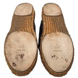 Pre Owned Dolce & Gabbana Black Lace Espadrille Flats Size 41