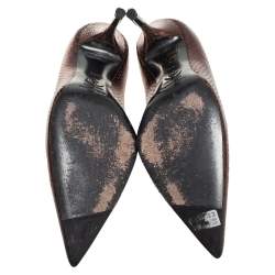 Pre Owned Dolce & Gabbana Metallic Bronze Snakeskin Pointed Toe Pumps Size 38.5