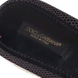 Pre Owned Dolce & Gabbana Dark Grey Lizard Embossed Leather Sofia Slides Size 37.5