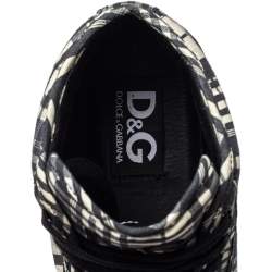 Pre Owned Dolce & Gabbana White/ Black Check Fabric High Top Sneakers Size 41