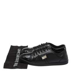 Pre Owned Dolce & Gabbana Black Leather Low Top Sneakers Size 39