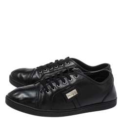 Pre Owned Dolce & Gabbana Black Leather Low Top Sneakers Size 39