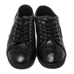 Pre Owned Dolce & Gabbana Black Leather Low Top Sneakers Size 39