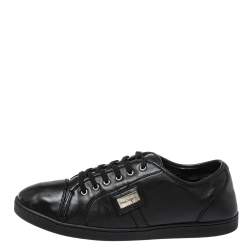 Pre Owned Dolce & Gabbana Black Leather Low Top Sneakers Size 39