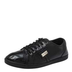 Dolce & Gabbana Black Leather Low Top Sneakers Size 39 Dolce 