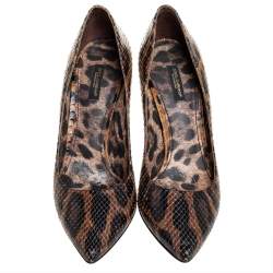 مملوكة مسبقًا Dolce & Gabbana Brown Python Leather Pumps Size 39