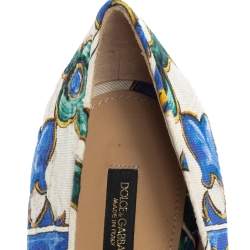 Pre Owned Dolce & Gabbana Multicolor Printed Canvas Crystal Embellished Smoking Slippers Size 41