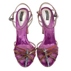Pre Owned Dolce & Gabbana Multicolor Python Strappy Sandals Size 39