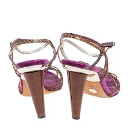 Pre Owned Dolce & Gabbana Multicolor Python Strappy Sandals Size 39