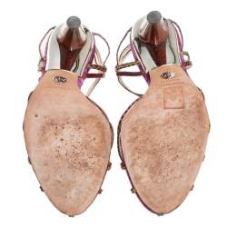 Pre Owned Dolce & Gabbana Multicolor Python Strappy Sandals Size 39