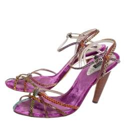 Pre Owned Dolce & Gabbana Multicolor Python Strappy Sandals Size 39