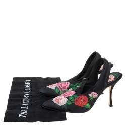 Pre Owned Dolce & Gabbana Multicolor Floral Fabric And Leather Slingback Sandals Size 37