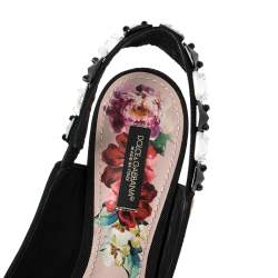 Pre Owned Dolce & Gabbana Multicolor Floral Fabric Crystal Embellished Slingback Sandals Size 37