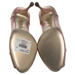 Pre Owned Dolce & Gabbana Metallic Python Embossed Leather Peep Toe Pumps Size 38.5