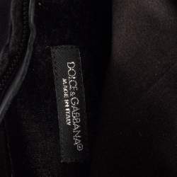 Pre Owned Dolce & Gabbana Black Velvet Embellished Ankle Length Boots Size 39
