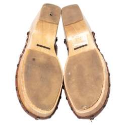 Pre Owned Dolce & Gabbana Tan Leather Bow Wooden Clogs Size 39