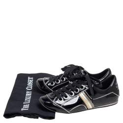 Pre Owned حذاء رياضي دولتشي آند غابانا جلد مخطط أسود لامع مقاس 35