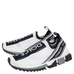 Pre Owned Dolce & Gabbana White/Black Knit Fabric Sorrento Sneakers Size 40