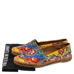 Pre Owned Dolce & Gabbana Multicolor Majolica Print Fabric Sip On Espadrilles Size 40