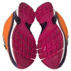Pre Owned Dolce & Gabbana Orange Neoprene Barcelona Embellished Slip On Sneakers Size 38