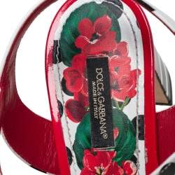 Pre Owned Dolce & Gabbana Multicolor Polka Dot Patent Leather Floral Embellished Ankle Strap Open Toe Sandals Size 41