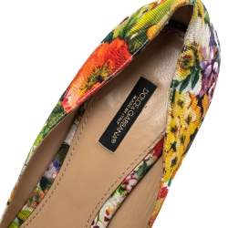 Pre Owned Dolce & Gabbana Multicolor Floral Print Brocade Fabric Crystal Embellished Pumps Size 41