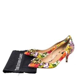 Pre Owned Dolce & Gabbana Multicolor Floral Print Brocade Fabric Crystal Embellished Pumps Size 41