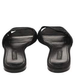 Pre Owned Dolce & Gabbana Black Lace Flat Slide Sandals Size 36