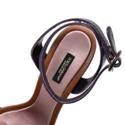 مملوكة مسبقًا صندل دولتشي أند غابانا جلد نقشة السحلية مزخرف سير كاحل وكعب سميك مقاس 40 