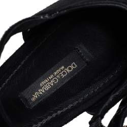 Pre Owned صندل دولتشي أند غابانا نعل سميك كعب عريض مزخرف سويدي أسود مقاس 39