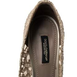 Pre Owned Dolce & Gabbana Beige Lace Bellucci Crystal Embellished Pumps Size 37