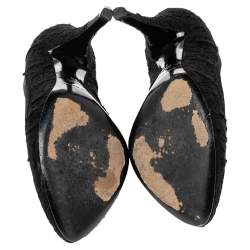 Pre Owned Dolce & Gabbana Black Lace and Satin Pumps Size 38