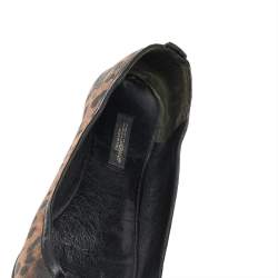 Dolce & Gabbana Brown Leopard Print Coated Canvas Bow Detail Ballet Flats Size 37