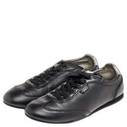مملوكة مسبقًا Dolce & Gabbana Black Leather Low Top Sneakers Size 40