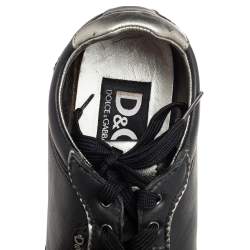 مملوكة مسبقًا Dolce & Gabbana Black Leather Low Top Sneakers Size 40