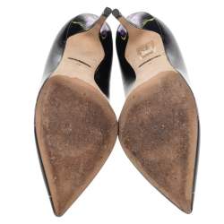 Pre Owned Dolce & Gabbana Black Floral Printed Leather Pointed Toe Pumps Size 38