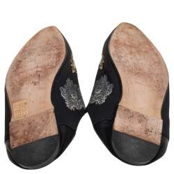 Pre Owned Dolce & Gabbana Black Heart Printed Canvas Flat Mules Size 38