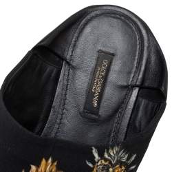 Pre Owned Dolce & Gabbana Black Heart Printed Canvas Flat Mules Size 38