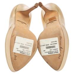 Pre Owned Dolce & Gabbana Gold Leather Platform Pumps Size 37.5