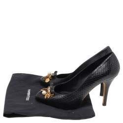 Pre Owned Dolce & Gabbana Black Python Leather Crystal Embellished  Pumps Size 38