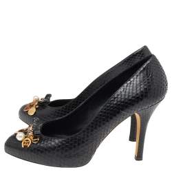 Pre Owned Dolce & Gabbana Black Python Leather Crystal Embellished  Pumps Size 38