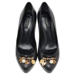 Pre Owned Dolce & Gabbana Black Python Leather Crystal Embellished  Pumps Size 38