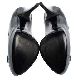 Pre Owned Dolce & Gabbana Grey Patent Leather Bow Platform  Pumps Size 39
