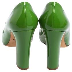 Pre Owned Dolce & Gabbana Green Patent Leather Crystal Embellished Pumps Size 39.5