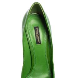 Pre Owned Dolce & Gabbana Green Patent Leather Crystal Embellished Pumps Size 39.5